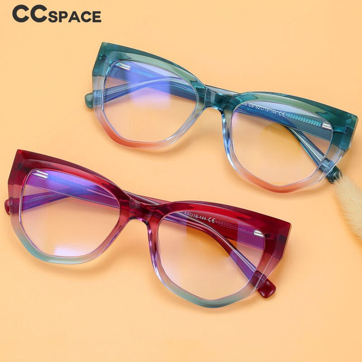 CCspace Women's Full Rim Square Cat Eye Tr 90 Titanium Eyeglasses 56141 Full Rim CCspace   