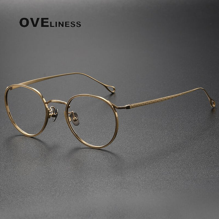 Oveliness Unisex Full Rim Square Titanium Eyeglasses 156b Full Rim Oveliness gold  