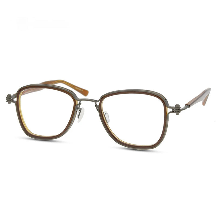 Black Mask Women's Full Rim Square Acetate Titanium Eyeglasses 195868