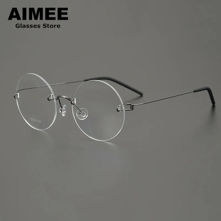 Aimee Unisex Rimless Round Screwless Titanium Eyeglasses 1356 Rimless Aimee   