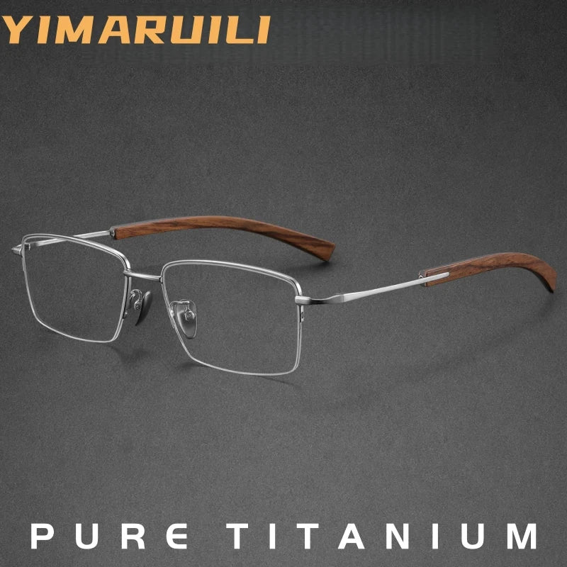 Yimaruili Men's Semi Rim Square Pure Titanium Eyeglasses K68016 — view 1 | Yimaruili at FuzWeb