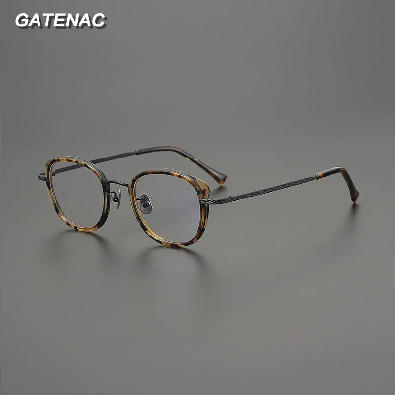 Gatenac Unisex Full Rim Square Acetate Titanium Eyeglasses G9002