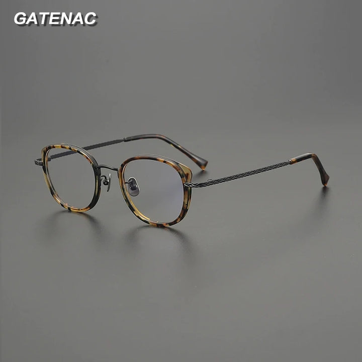 Gatenac Unisex Full Rim Square Acetate Titanium Eyeglasses G9002