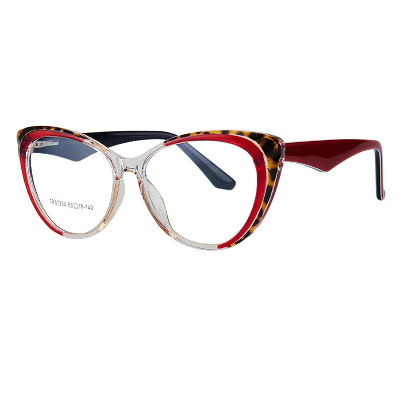 KatKani Unisex Full Rim Cat Eye Tr 90 Eyeglasses 87234 Full Rim KatKani Eyeglasses Red  Tortoiseshell  