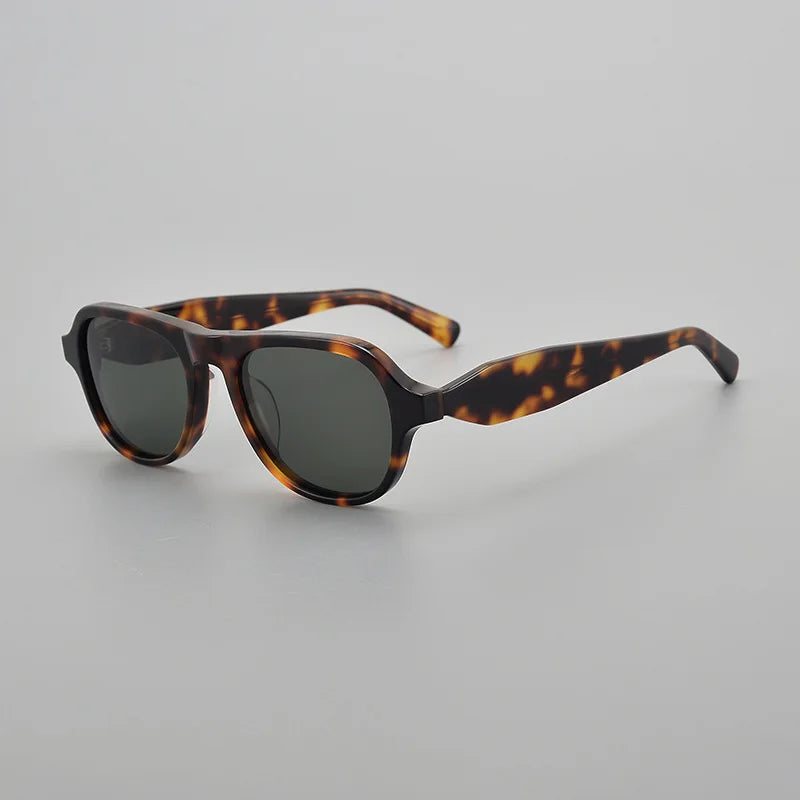 Black Mask Unisex Full Rim Square Acetate Polarized Sunglasses 5002 Sunglasses Black Mask Tortoise-Green As Shown 