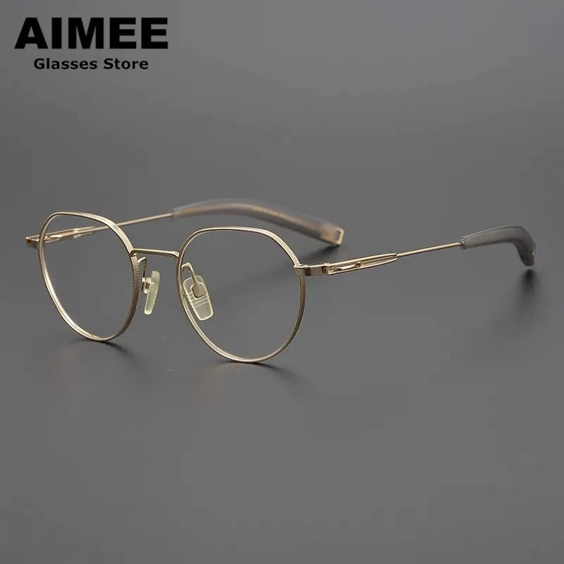 Aimee Unisex Full Rim Flat Top Oval Titanium Eyeglasses 25108 Full Rim Aimee   