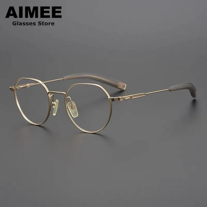 Aimee Unisex Full Rim Flat Top Oval Titanium Eyeglasses 25108 Full Rim Aimee   