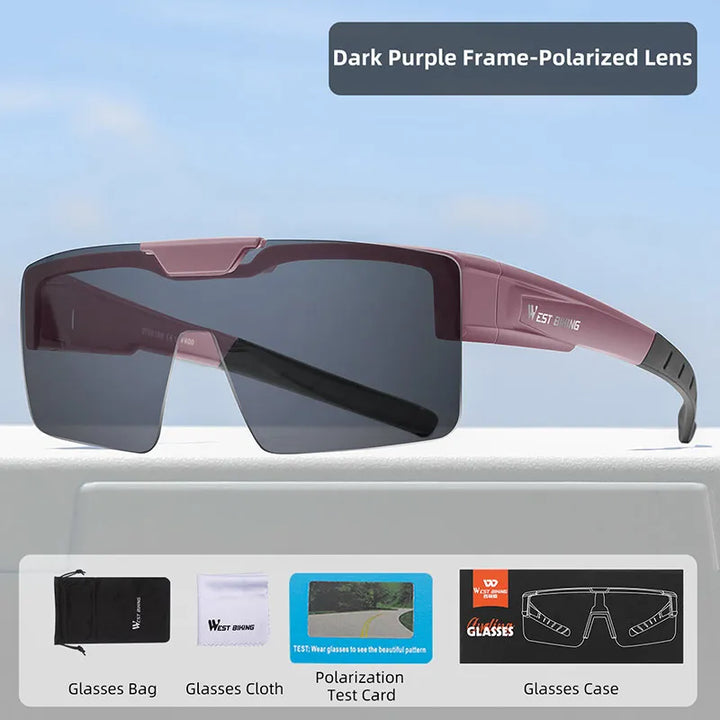 West Biking Unisex Semi Rim Square Flip Up Over Frame Polycarbonate Sunglasses 950703