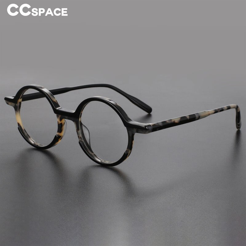 CCspace Unisex Full Rim Round Acetate Eyeglasses 56056 Full Rim CCspace   