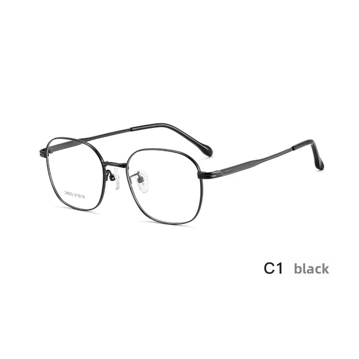 KatKani Men's Full Rim Polygon Square Alloy Eyeglasses 34622 Full Rim KatKani Eyeglasses Black  