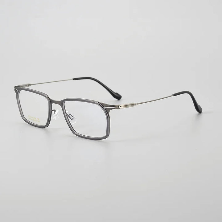 Hewei Unisex Full Rim Square Titanium Acetate Eyeglasses 204002 Full Rim Hewei grey  