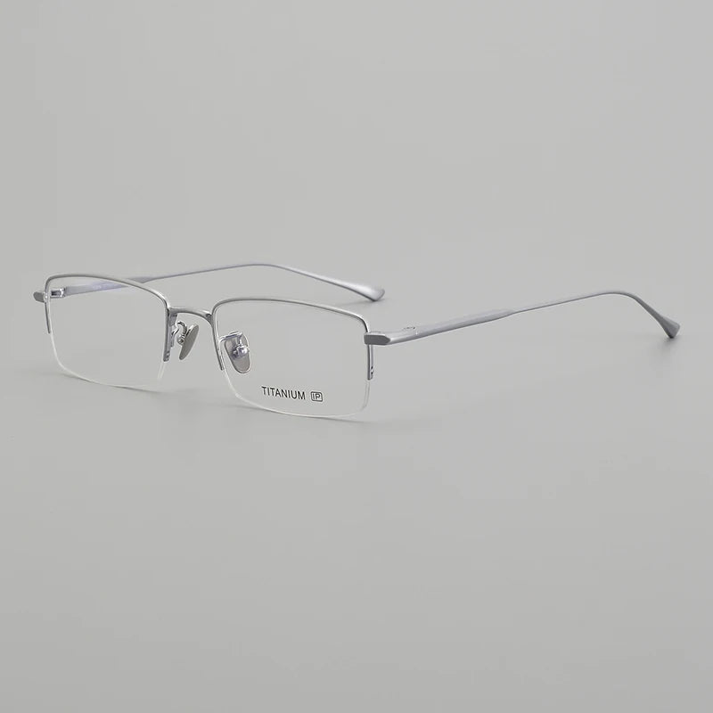 Black Mask Unisex Semi Rim Square Oval Titanium Eyeglasses 195145