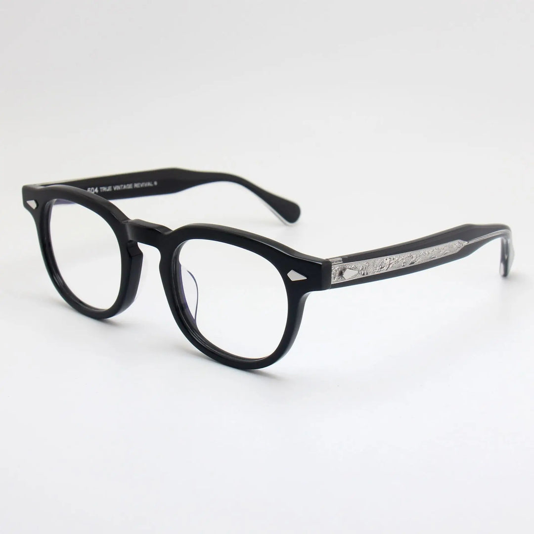 Black Mask Unisex Full Rim Round Square Acetate Eyeglasses 602504