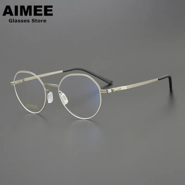 Aimee Unisex Full Rim Flat Top Round Stainless Steel Eyeglasses 13219 Full Rim Aimee Silver  