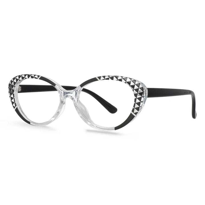 CCSpace Women's Full Rim Cat Eye Tr 90 Titanium Reading Glasses R57128 Reading Glasses CCspace Black 0 