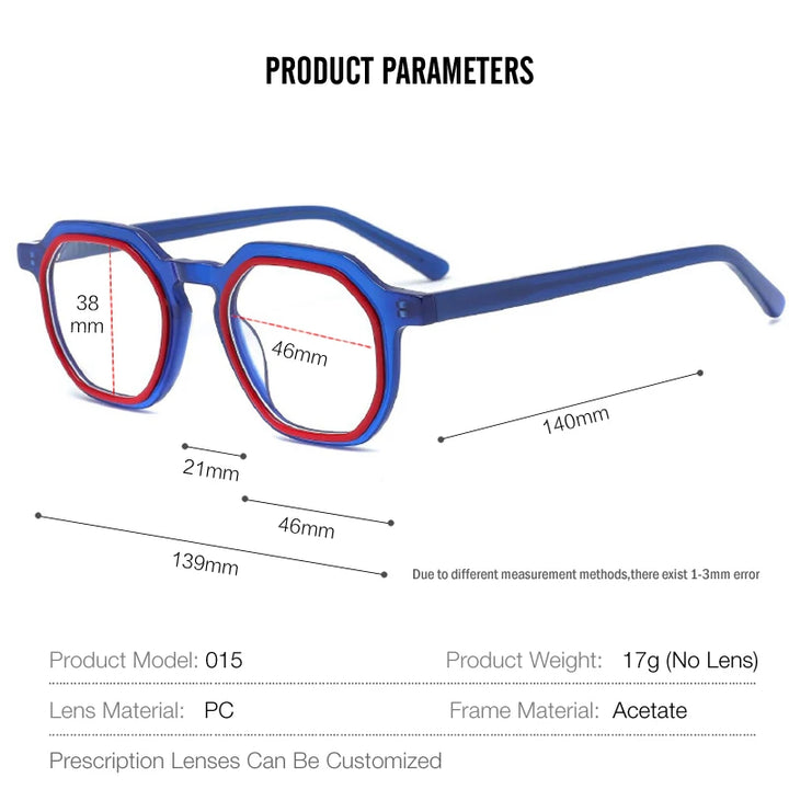 Muzz Women's Full Rim Round Acetate Eyeglasses 542015