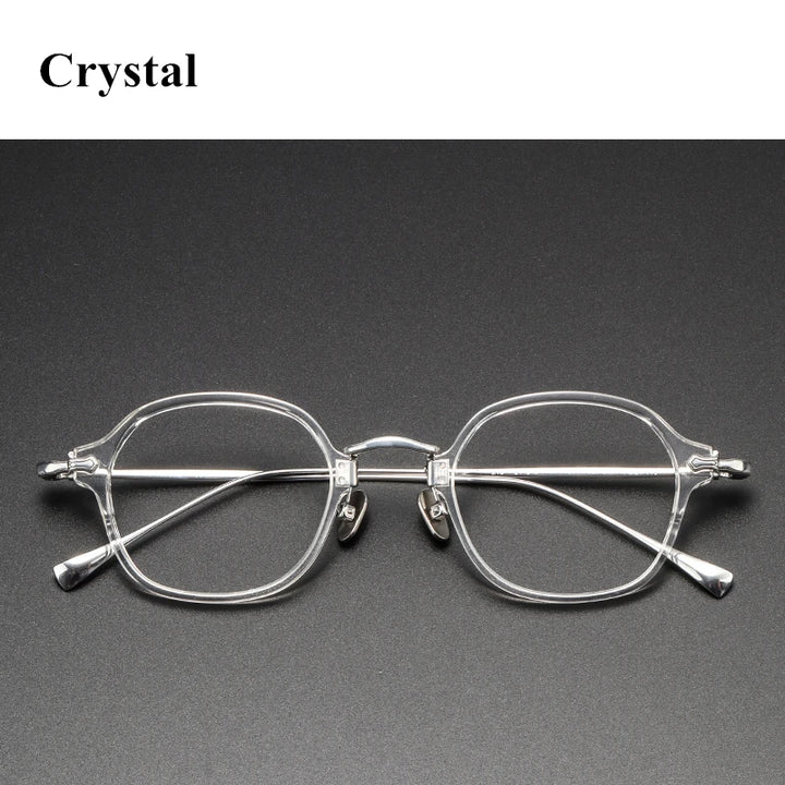 Black Mask Unisex Full Rim Acetate Titanium Square Eyeglasses Kmn183 Full Rim Black Mask Crystal  