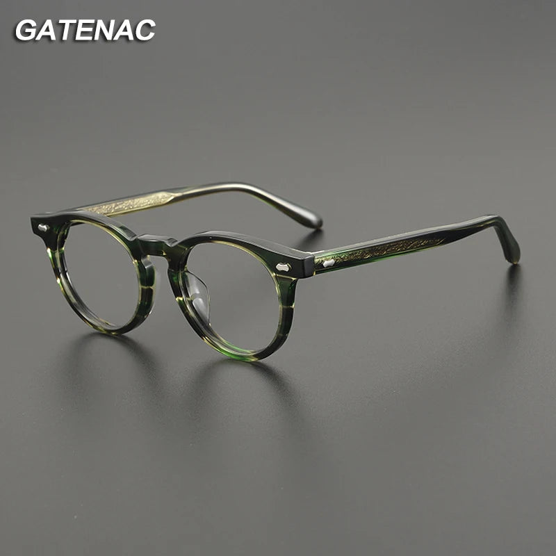Gatenac Unisex Full Rim Round Acetate Eyeglasses Gxyj1166 Full Rim Gatenac   