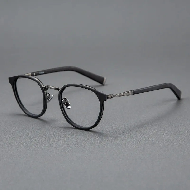 Black Mask Unisex Full Rim Round Acetate Eyeglasses BM-BKT10