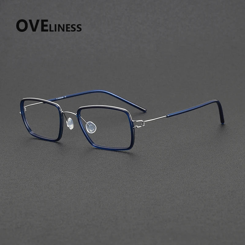 Oveliness Women's Full Rim Square Acetate Titanium Eyeglasses 381047
