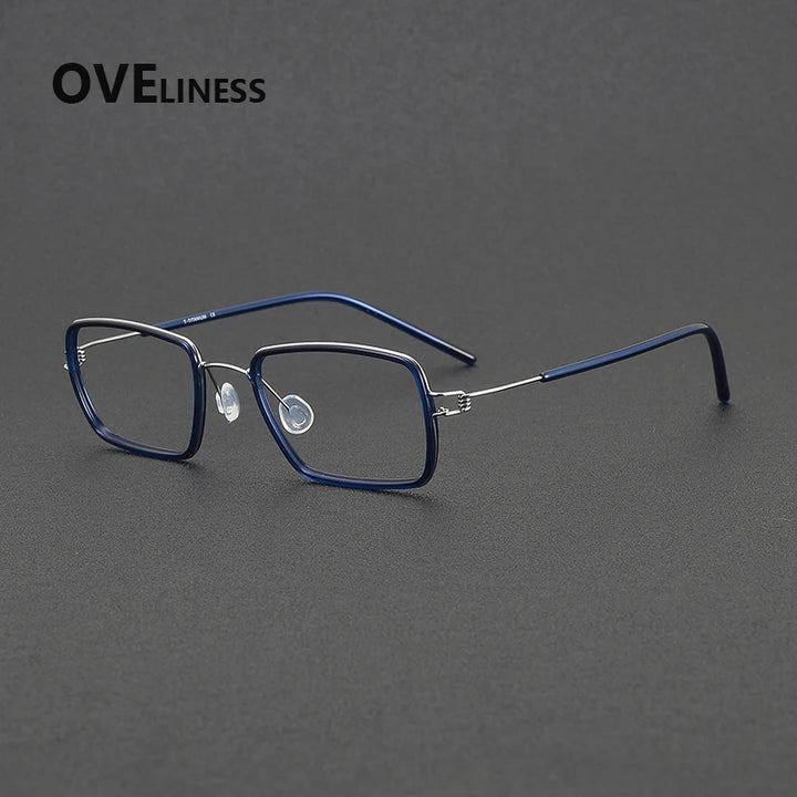 Oveliness Women's Full Rim Square Acetate Titanium Eyeglasses 381047