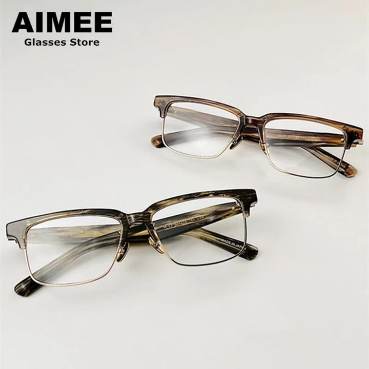 Aimee Unisex Full Rim Square Titanium Acetate Eyeglasses 1393 Full Rim Aimee   