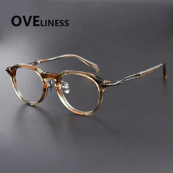 Oveliness Women's Full Rim Oval Square Acetate Titanium Eyeglasses 361389