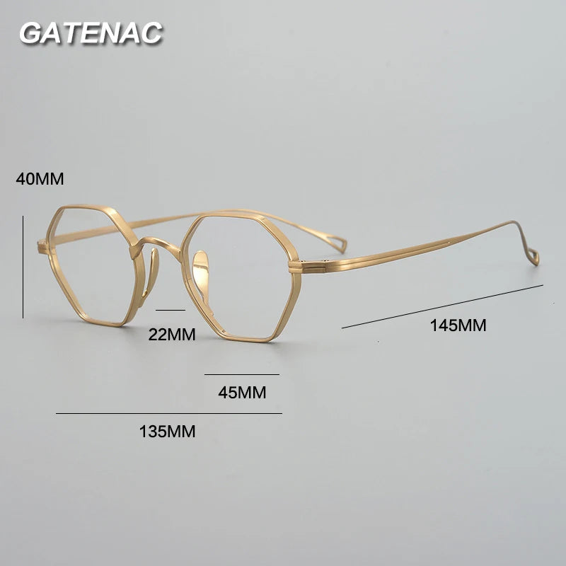 Gatenac Unisex Full Rim Small Polygon Titanium Glasses Gxyj1451 Full Rim Gatenac   