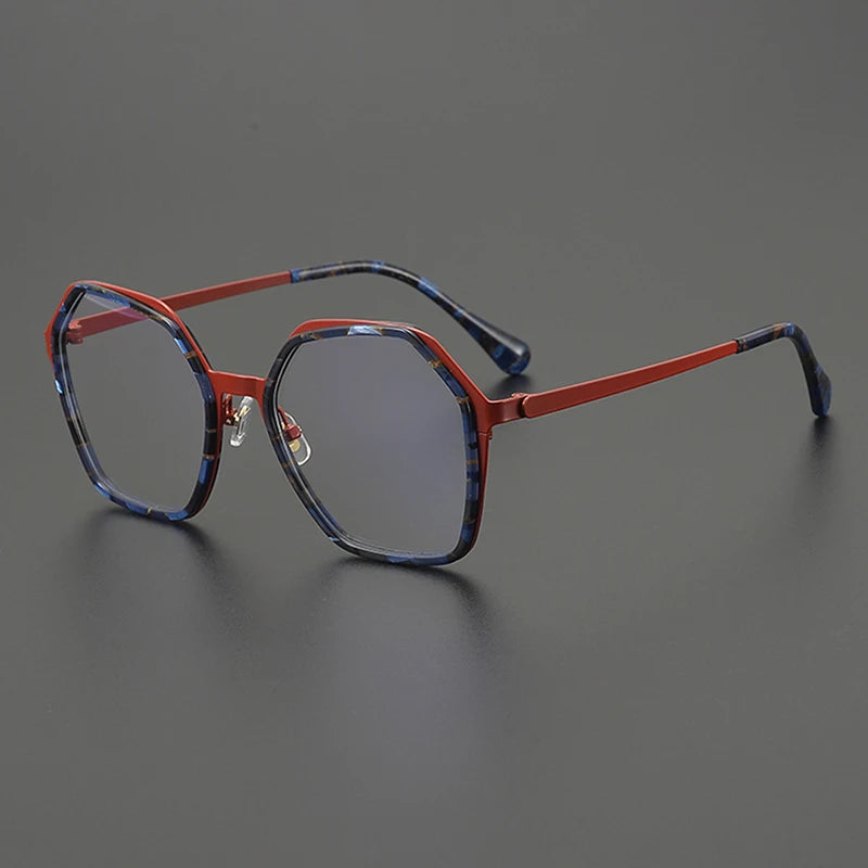 Nobler Unisex Full Rim Big Polygon Square Titanium Eyeglasses 48295