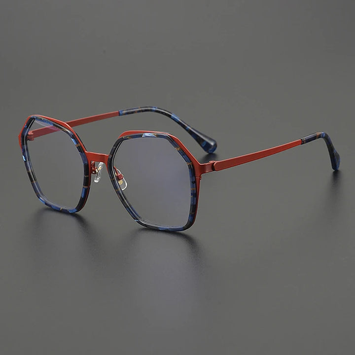 Nobler Unisex Full Rim Big Polygon Square Titanium Eyeglasses 48295