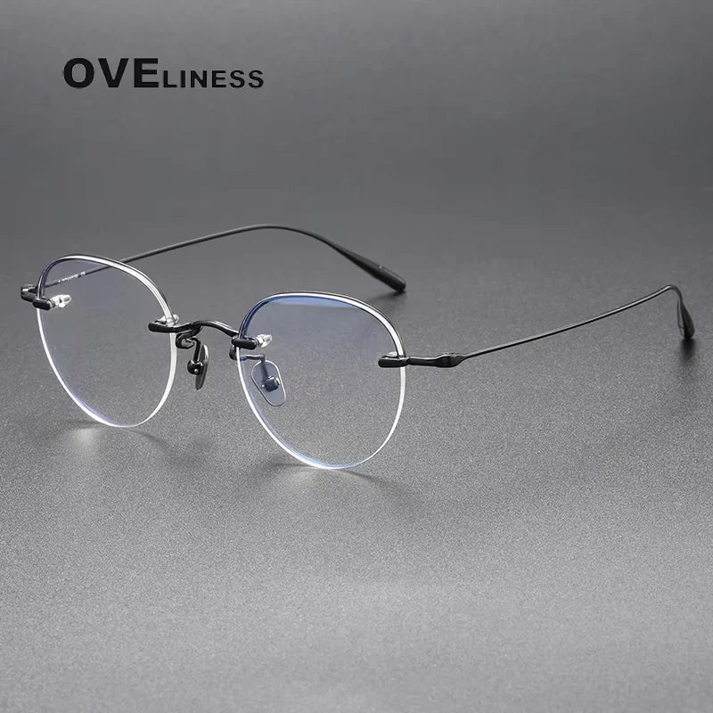 Oveliness Women's Full Rim Oval Round Titanium Eyeglasses 74611 Full Rim Oveliness black