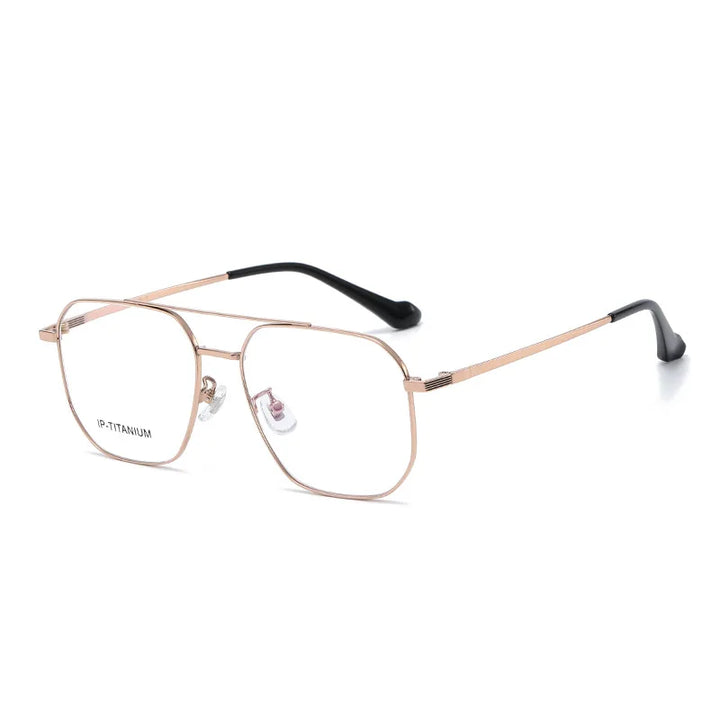 Yimaruili Unisex Full Rim Square Double Bridge Alloy Eyeglasses 98434