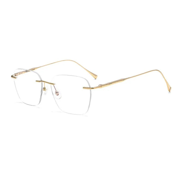 Reven Jate Unisex Rimless Square Titanium Eyeglasses 1912t Rimless Reven Jate golden  