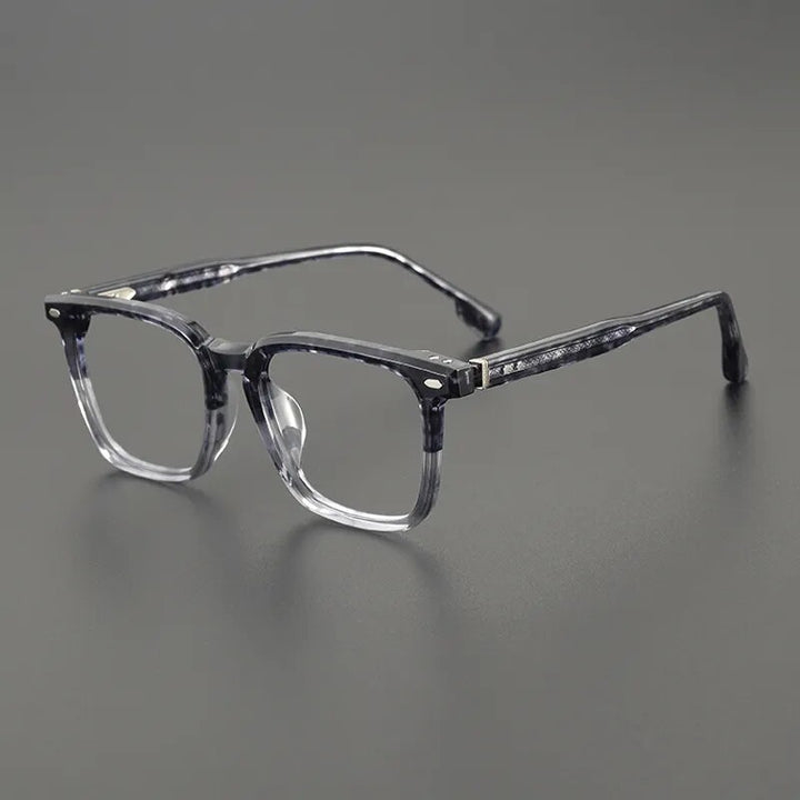 Gatenac Unisex Full Rim Square Acetate Eyeglasses Gxyj1131 Full Rim Gatenac Gray  