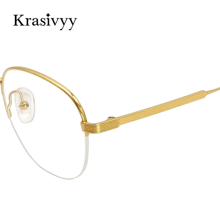 Krasivyy Men's Semi Rim Oval Titanium Eyeglasses 1640 Semi Rim Krasivyy   
