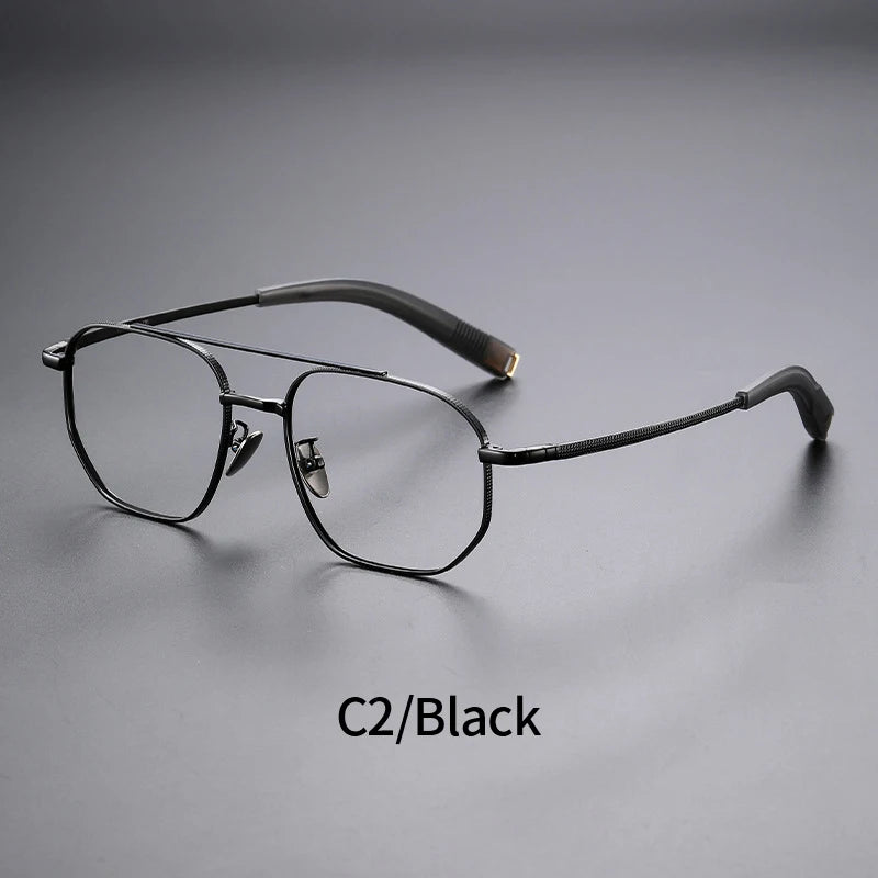 Hdcrafter Unisex Full Rim Big Square Double Bridge Titanium Eyeglasses 607518