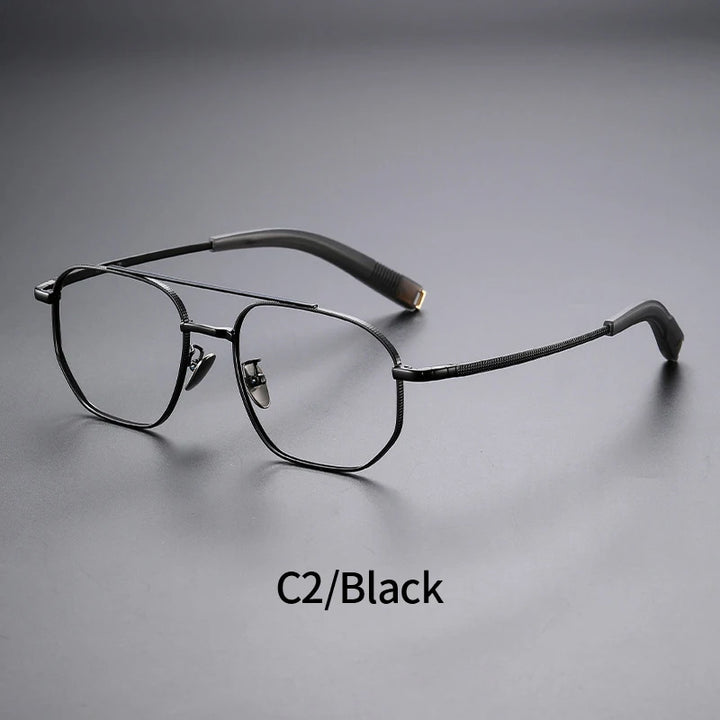 Hdcrafter Unisex Full Rim Big Square Double Bridge Titanium Eyeglasses 607518