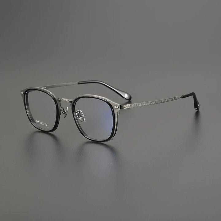 Gatenac Unisex Full Rim Square Acetate Titanium Eyeglasses G8508
