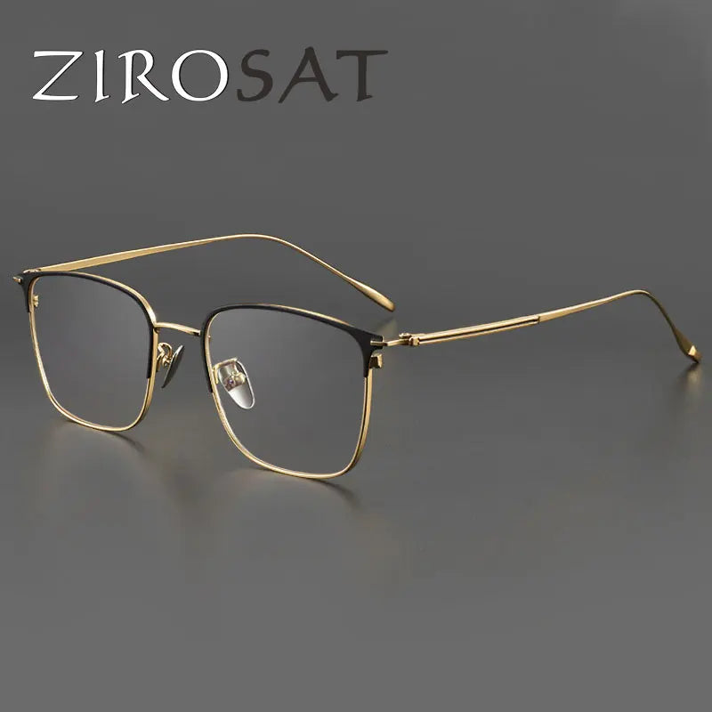 Zirosat Unisex Full Rim Square Acetate Titanium Eyeglasses 890932