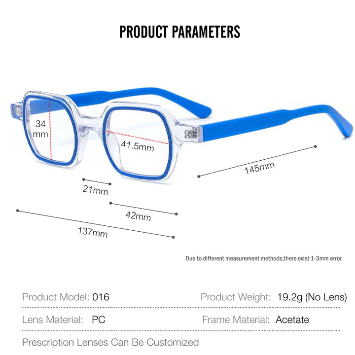 Muzz Women's Full Rim Square Acetate Eyeglasses 401619