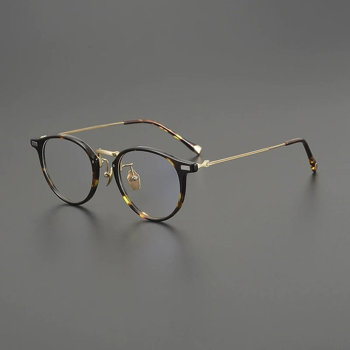 Gatenac Unisex Full Rim Round Acetate Titanium Eyeglasses G8001