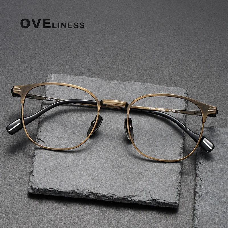 Oveliness Unisex Full Rim Round Square Titanium Eyeglasses 70807 Full Rim Oveliness   