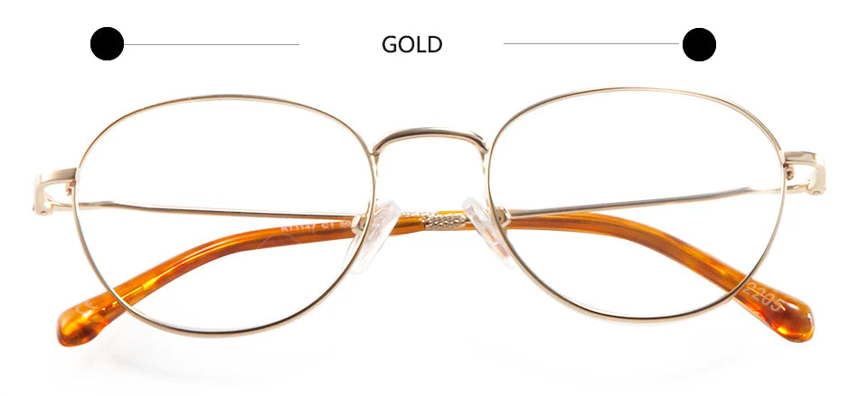 Esnbie Unisex Full Rim Round Alloy Eyeglasses 11471 Full Rim Esnbie GOLD  