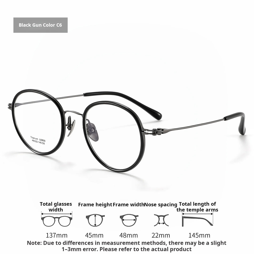 Xbora Unisex Full Rim Round Titanium &amp; Acetate Eyeglasses 2800 — view 3 | Xbora at FuzWeb