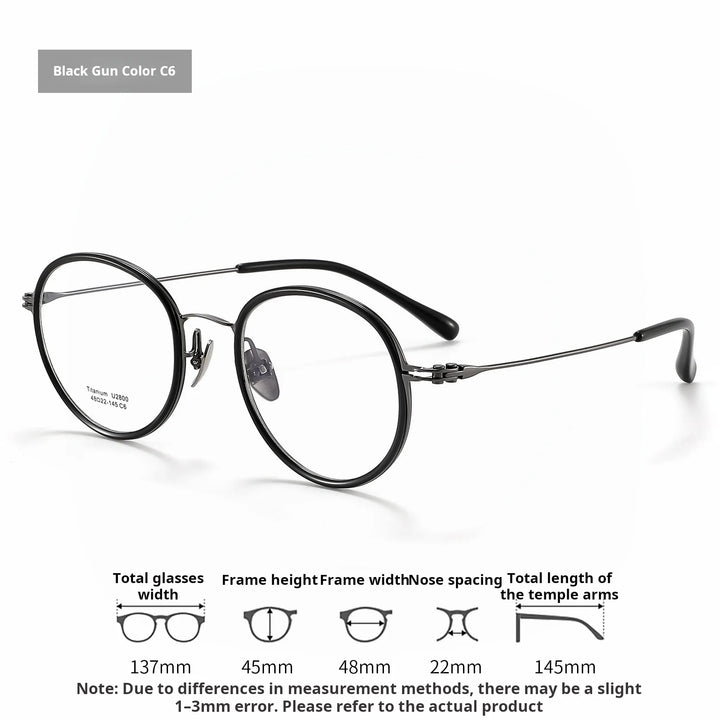 Xbora Unisex Full Rim Round Titanium &amp; Acetate Eyeglasses 2800 — view 3 | Xbora at FuzWeb