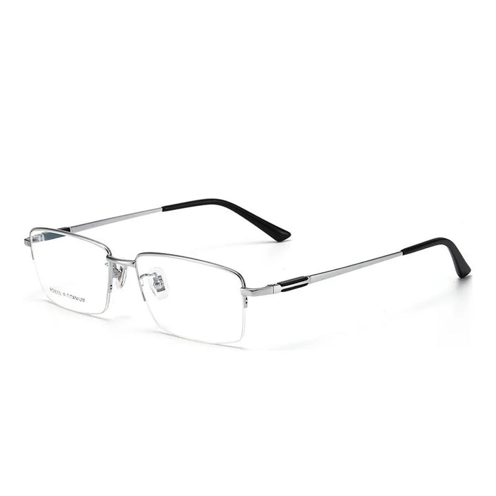 Brightzone Unisex Semi Rim Square Titanium Eyeglasses 71205 Semi Rim Brightzone Gun gray