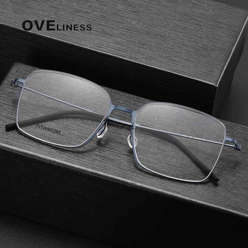 Oveliness Unisex Full Rim Square Polygon Titanium Eyeglasses 75535 Full Rim Oveliness