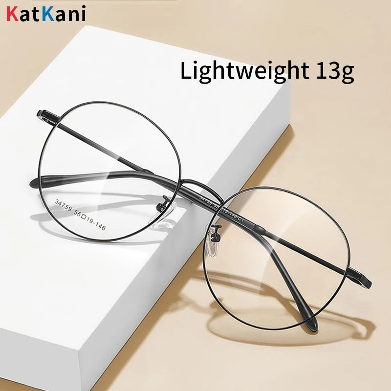 KatKani Unisex Full Rim Round Alloy Eyeglasses 34759 Full Rim KatKani Eyeglasses   