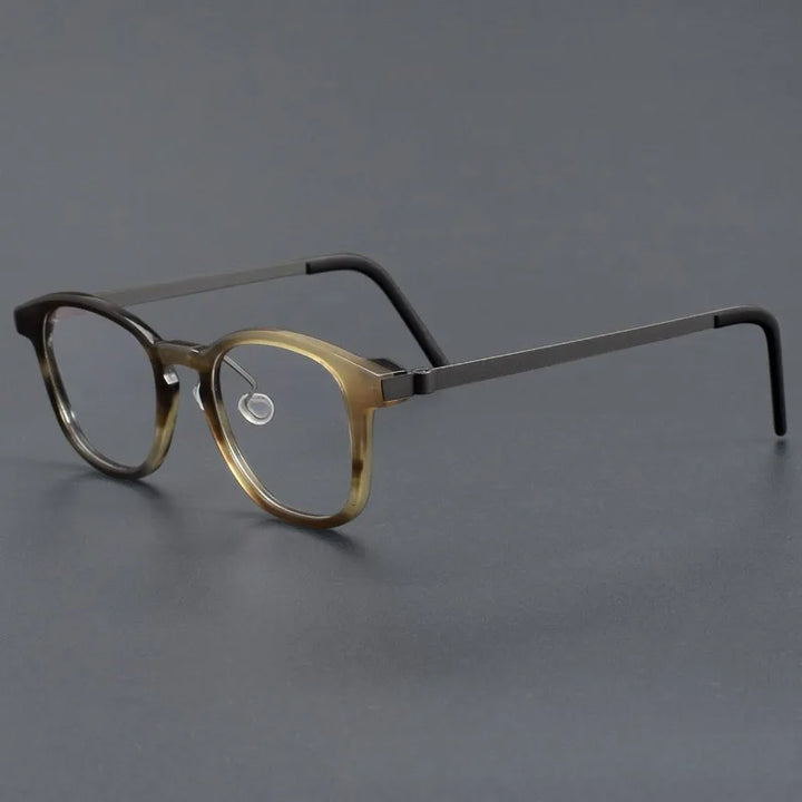 Hewei Unisex Full Rim Square Acetate Titanium Eyeglasses 51843