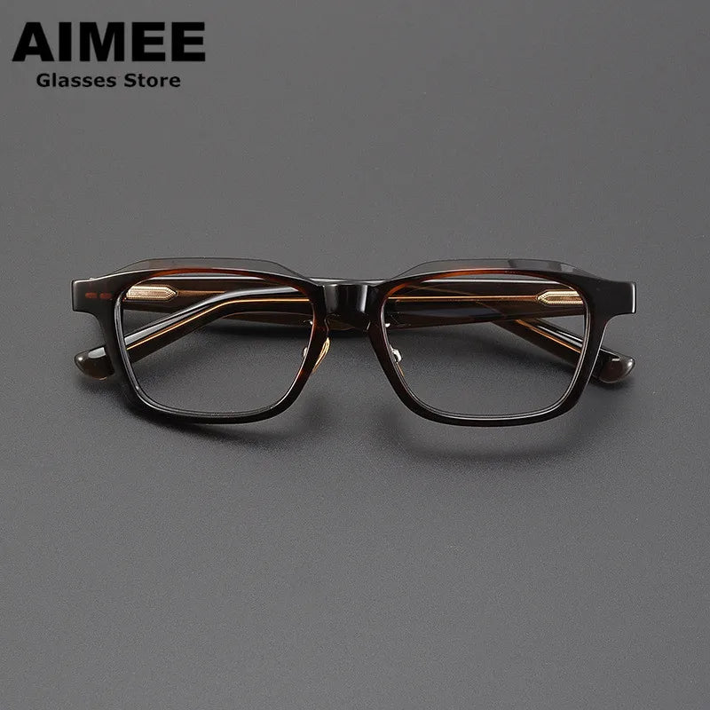 Aimee Unisex Full Rim Square Acetate Spring Hinge Eyeglasses 9003 Full Rim Aimee Tortoise  